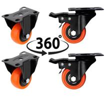 Jogo Kit 4 Rodinha Roda Para Móveis Giratória Reforçada Freio Trava 50mm 400kg