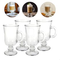 Jogo Kit 4 Xícara Caneca Vidro Alta Capuccino Chocolate Café Latte Grande 230ml Jogo Kit 4 Xícara Caneca Vidro Alta Capuccino Chocolate Café Latte Grande 230ml
