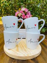 Jogo kit 4 xícaras canecas chá café porcelana 120 ml Amor Spot