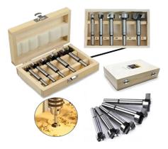 Jogo Kit 5 Brocas Fresas Forstner 15-35Mm Madeira Dobradiça Jogo Kit 5 Brocas Fresas Forstner 15-35Mm Madeira Dobradiça