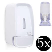 Jogo Kit 5 Dispenser álcool gel sabonete líquido porta sabão Invoq Premisse reservatório branco alco