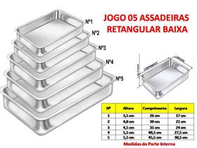 Jogo Kit 5 Formas Assadeira Bolo Conjunto Retangular Alumínio Forno