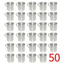Jogo kit 50 Canecas De Alumínio Polido Resistente com Alça 300ML