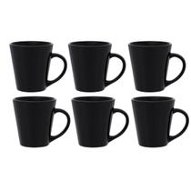 Jogo Kit 6 Canecas Xicara 250ml Chá Café Cerâmica Tulipa Drop Branca Biona