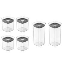 Jogo Kit 6 Potes Hermético Para Mantimentos Condimentos Alimentos Plástico Organizador Ou