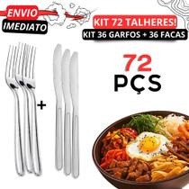 Jogo Kit 72 Talheres Inox para Cozinha 36 Garfos 36 Facas Talheres para Casa Restaurantes