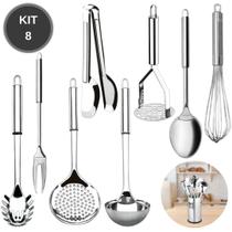 Jogo Kit 8 Utensílios Profissionais Para Cozinha 100% Inox