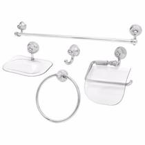Jogo Kit Acessório Para Banheiro Bello Bagno Nobile 5 Pçs Transparente