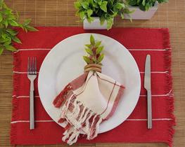 Jogo kit americano 7 peças BOHO VERMELHO mesa posta
