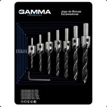 Jogo Kit Brocas Escariadora 8 Peças Madeira Piloto Gamma