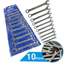 Jogo Kit Chave Combinada Fixa e Estrela Boca de 6 a 17mm Com 10 Peças EDA Resistente em Aço Carbono - Excellent