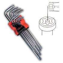 Jogo Kit Chave Torx 9 peças, em L, Longa, T10 a T50, Cromo Vanadio, ONE-X, Ferramentas Manuais