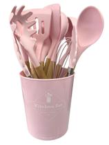 Jogo Kit Com 12 Peças Utensílio De Cozinha Silicone Cabo De Madeira Colher Espátula Jogo Kit Com 12 Peças Utensílio De Cozinha Silicone Cabo De Madeira Colher Espátula