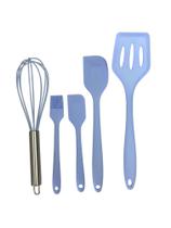 Jogo Kit Com 5 Peças Talheres Utensílios De Cozinha Em Silicone Colher Espátula Livre BPA Jogo Kit Com 5 Peças Talheres Utensílios De Cozinha Em Silicone Colher Espátula Livre BPA
