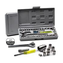 Jogo Kit Completo Catraca Canhão Reversível Chave Soquete 40 Peças Super Resistente