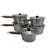 Jogo/kit/conjunto 5 Peças De Panelas Cabo Alumínio Com Tampa