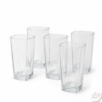 Jogo Kit Conjunto 6 Copos Quadrado Texas Vidro 320ml