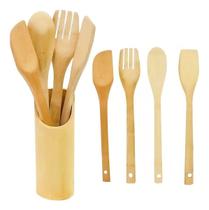 Jogo Kit Conjunto De 5 Pçs De Utensílios Bambu Ecológico