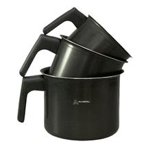 Jogo Kit Conjunto de Leiteira Fervedor Canecao 3 peças Revestimento Antiaderente Preto com Preto Cabo de Baquelite