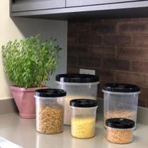 Jogo Kit de 5 Potes tampa Preta 500 ml a 6 Litros Atóxico e livre de BPA- Uninjet