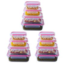 Jogo Kit de até 12 Potes Vidro Hermético 4 Travas Marmita Vidro, anel de vedação premium