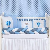 Jogo Kit De Berço Trançado Menino Ursinho Balão 6 Pç Lançamento