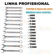 Jogo Kit De Chave Combinada Aço Carbono 6 À 22mm 12 Peças Jogo Kit De Chave Combinada Aço Carbono 6 À 22mm 12 Peças