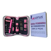 Jogo Kit de Ferramentas Rosa Feminino Pequeno Com 22 Peças