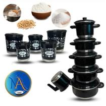 Jogo kit de Panela 6 Peças + Lata de Mantimento 5 Peças Alumínio Preto