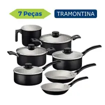Jogo Kit de Panela 7 Peças Tramontina Aluminio Antiaderente Preto
