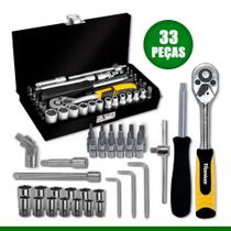 Jogo Kit De Soquete 33 Peças 1/4 Catraca Chave Allen 0 5610 Titanium Jogo Kit De Soquete 33 Peças 1/4 Catraca Chave Allen 0 5610 Titanium
