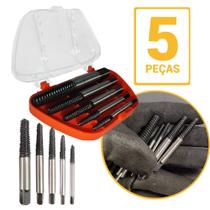Jogo Kit Extrator Saca Parafuso Quebrado Espanado 5 Peças 3 a 18mm Profissional Danificado Aço