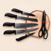 Jogo kit Facas Suporte 7 Peças Praticidade e Elegância Lâminas Aço Inox Jogo kit Facas Suporte 7 Peças Praticidade e Elegância Lâminas Aço Inox