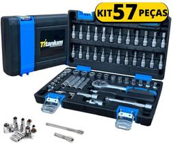 Jogo Kit Ferramenta De Soquete 57 Peças 1/4 Catraca Titanium