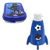 Jogo Kit Garrafinha Garrafa Cruzeiro Time Pote Porta Sanduíche