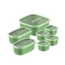 Jogo Kit Hermético Potes Tramontina Mix Color verde salvia 7 pecas Com Tampa Livre de BPA Free
