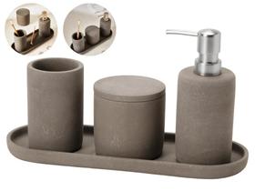 Jogo Kit Lavabo Banheiro Decoração Em Cimento 4 Pcs Bandeja Dispenser Copo e Pote Cinza Multiuso Jogo Kit Lavabo Banheiro Decoração Em Cimento 4 Pcs Bandeja Dispenser Copo e Pote Cinza Multiuso