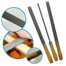 Jogo Kit Lima Grossa 3 Peças Para Ferro Madeira Alumínio Meia Cana Redonda Chata Aço Carbono Jogo Kit Lima Grossa 3 Peças Para Ferro Madeira Alumínio Meia Cana Redonda Chata Aço Carbono