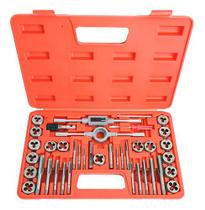 Jogo Kit Maleta De Macho E Tarracha Em Aço Carbono 40 Peças