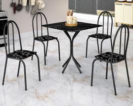 Jogo Kit Mesa Pequena Quadrada e 4 Cadeiras Ferro Resistente Com Assento Estofado Jantar Cozinha
