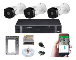 Jogo Kit Monitoramento Intelbras Dvr 4 Canais Multi Hd 3 Cam