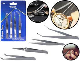 Jogo Kit Pinças C/ 4 Peças Em Aço Relógio Celular Eletrônica 1924