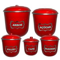 Jogo Kit Porta Mantimentos Alumínio Vermelho 5Pçs - Aluminio Cintra