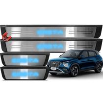 Jogo Kit Soleiras 4 Portas Creta 2022/ - Protetora Iluminada Luz Led com Aço Escovado Adesiva Jogo Kit Soleiras 4 Portas Creta 2022/ - Protetora Iluminada Luz Led com Aço Escovado Adesiva