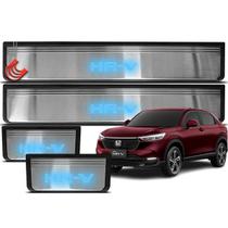 Jogo Kit Soleiras 4 Portas HRV 2022/ Protetora Iluminada Luz Led com Aço Escovado Adesiva