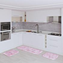 Jogo Kit Tapete Cozinha Anti Derrapante 3 Uni Rosa Bebe Jogo Kit Tapete Cozinha Anti Derrapante 3 Uni Rosa Bebe
