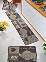 Jogo Kit Tapete Para Cozinha 3 Peças Antiderrapante Coocks Marrom Lancer Jogo Kit Tapete Para Cozinha 3 Peças Antiderrapante Coocks Marrom Lancer