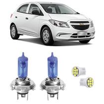 Jogo lampadas super branca gm onix farol alto baixo meia luz