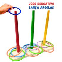 Jogo Lança Argolas 3 Alvos Brinquedo Educativo Arremesso Festa Junina Coordenação Motora