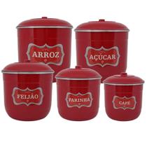 Jogo Latas Alumínio Mantimentos Vermelho 5 peças Jogo Latas Alumínio Mantimentos Vermelho 5 peças